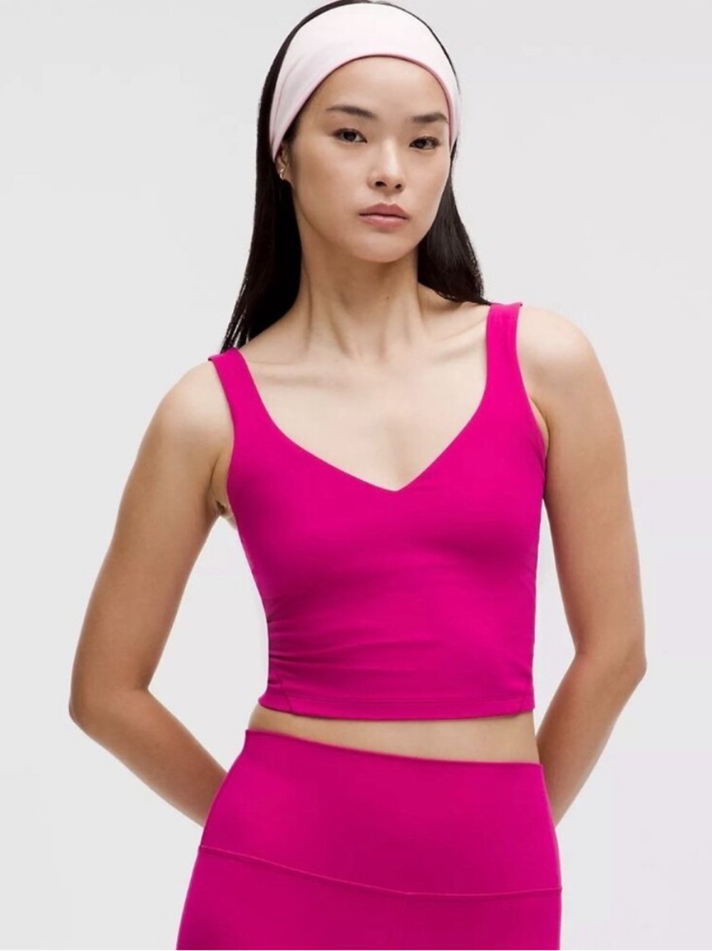 Lululemon Align Crop Tank Top Hot Pink Barbie Athletic Yoga Built-in Bra Size 12
